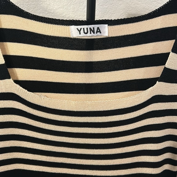 Yuna Black and Cream Striped Dress - Picture 2 of 4